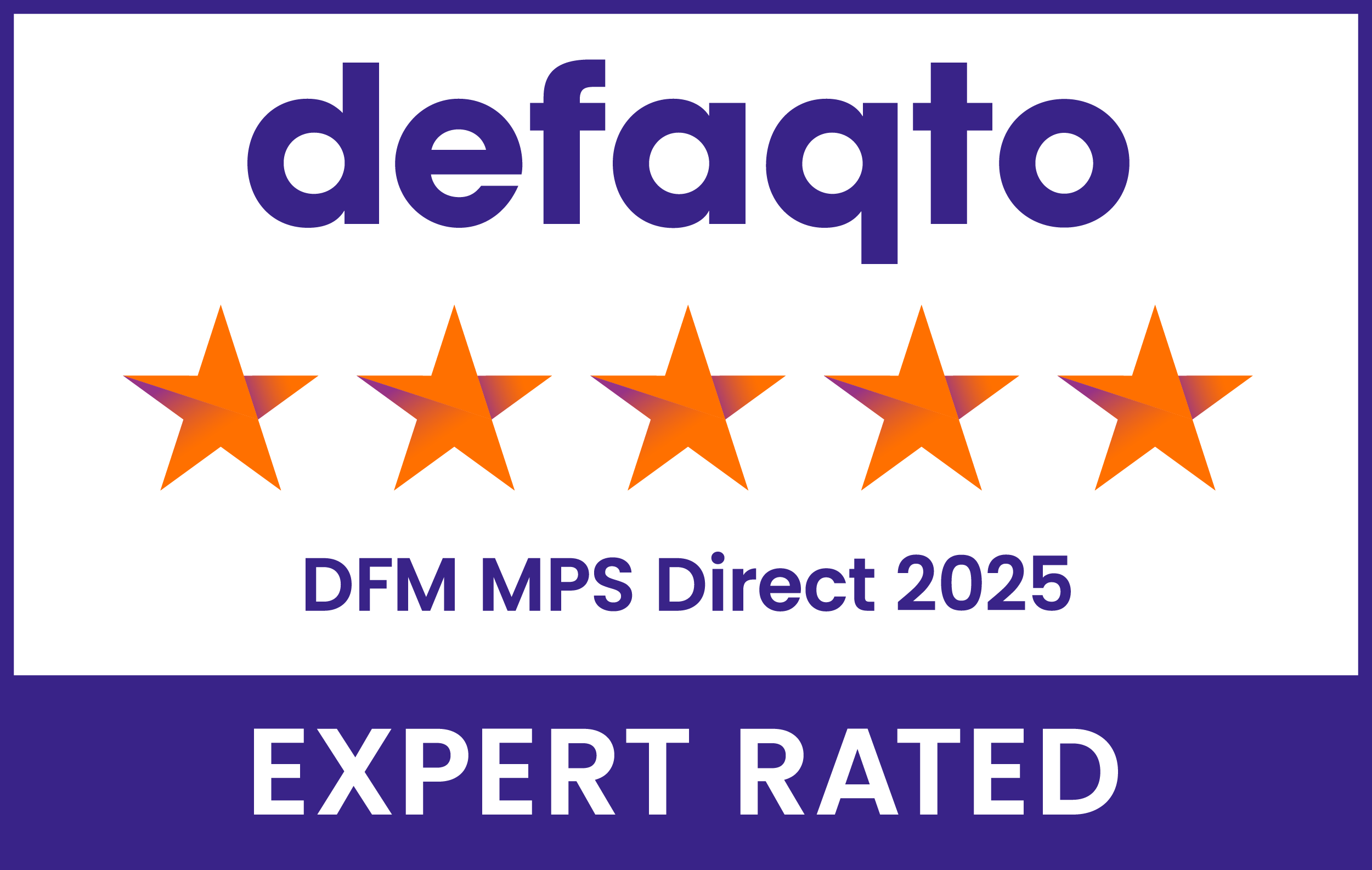 Defaqto DFM MPS Direct 2025 5 star rating